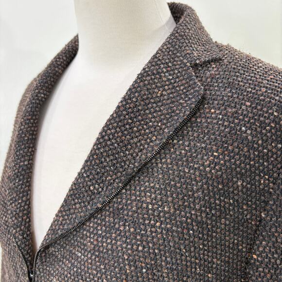 Akris Size 10 Blazer Jacket Wool Silk Blend Zipper Detail Tweed Fall Winter - Picture 4 of 16